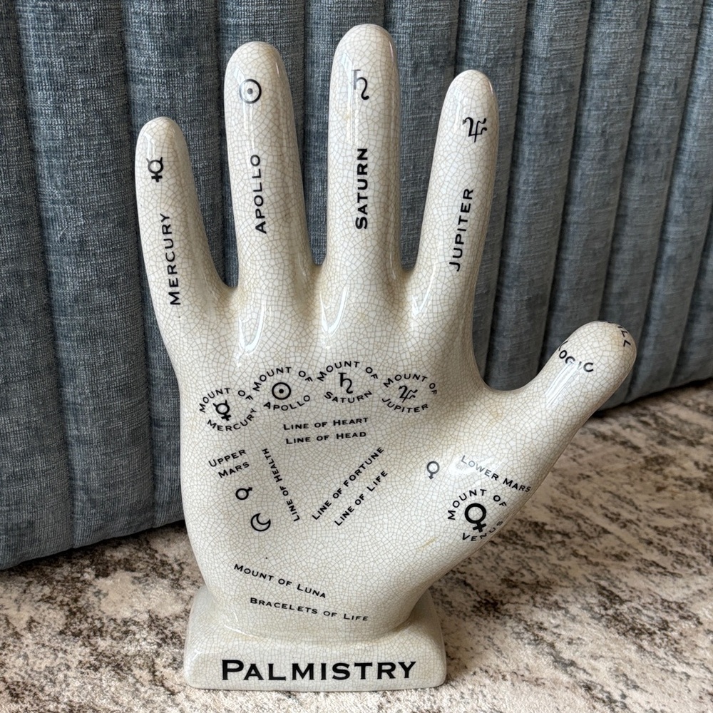 Ceramic Palmistry Hand Sculpture | 12.5”